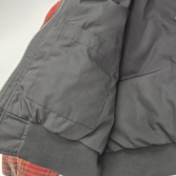 NWT Darc Sport Wolves Club Flannel Jacket Womens M Embroidered Red Plaid - Picture 6 of 9